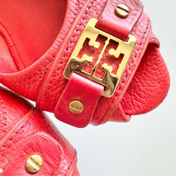 Tory Burch Carnell Peep Toe Low Wedge Shoes Size 7M - Picture 12 of 12